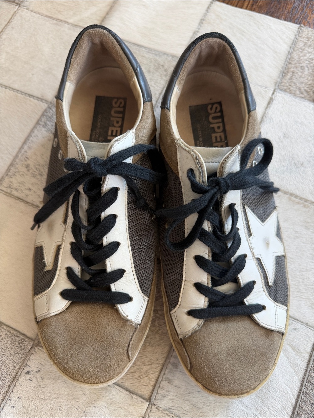 Golden Goose brown, white & black low-top sneakers